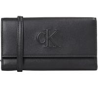 Calvin Klein Portefeuille Femme Sculpted Long Fold avec Dragonne, Noir (Black), Taille Unique