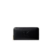 Calvin Klein Portefeuille Bold Long Zip Around avec logo – Noir, Taille Unique