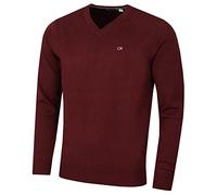 Calvin Klein Pull à col en V en Coton Doux pour Homme - Burgundy - XL