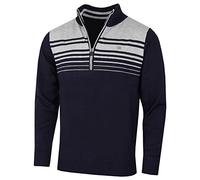 Calvin Klein Pull Doux Rayé Rapid 1/2 Zip Homme - Marine/Argent - M