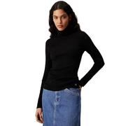 Calvin Klein Pull Femme Woven Roll Neck Sweater avec Col Roulé, Noir (CK Black), XXS