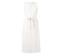 Calvin Klein, Femme, Robes, Blanc, Taille: 38 FR Robe Midi Ceinturée Sans Manches à Col en V en Mélange de Lin