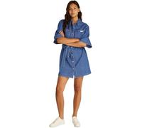 Calvin Klein Robe-Chemise Femme Linen Boxy Belted Denim, Bleu (Denim Medium), XXS
