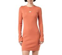 Calvin Klein Robe Femme Woven Label Rib Short Dress Manches Longues, Orange (Aragon), S