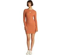 Calvin Klein Robe Femme Woven Label Rib Short Dress Manches Longues, Orange (Aragon), S