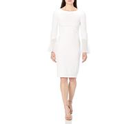 Calvin Klein Robe Fourreau Unie avec Manches Cloches en Mousseline de Soie pour Femme, Blanc crème Doux, 38 FR