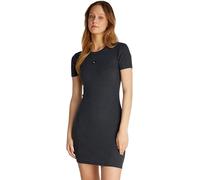 Calvin Klein Robe Moulante Femme Washed Woven Label Rib Courte, Gris (Washed Black), M