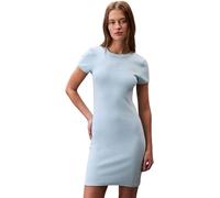 Calvin Klein Robe T-Shirt Femme Mini avec Col Ras-du-Cou, Bleu (Cool Blue), L