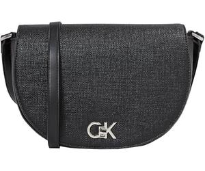 Calvin Klein Sac à Bandoulière Sac Femme Saddle Bag avec Fermoir Pivotant, Noir (Ck Black), Taille Unique