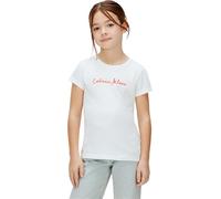 Calvin Klein Script Logo Slim SS T-Shirt Lvcksja17g S/S, White (White 11-0601 TCX), 14 Ans Fille