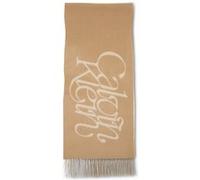 Calvin Klein Scripted Logo Brushed Scarf Lily White/tan Taille: OS | Écharpes Outlet | Homme | Blanche