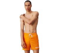 Calvin Klein Short de Bain Homme Medium Drawstring Print Mi-Long, Orange (IP Water Reactive AOP), XL