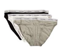 Calvin Klein Slip Femme CK, Lot de 3 caleçons élastiques Visibles, Coton Stretch Article QD5207E, MPI Black/White/Grey Heather, L