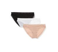 Calvin Klein Slip Femme Lot De 3 Bikini Stretch, Multicolore (Black/White/Honey Almond), XS