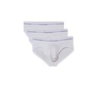Calvin Klein Slip Icon pour homme, lot de 3 pièces, mélange de coton élastane, taille moyenne, repose sur les hanches, bande élastique emblématique à la taille, Blanc, S
