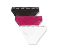 Calvin Klein Slips Bikini Femme Lot de 3 avec Dentelle, Multicolore (Purple Potion/White/Black), XL