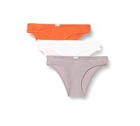 Calvin Klein Slips Bikini Femme Lot de 3 Côtelés, Multicolore (Orange Rust/Grey Sand/White), XL