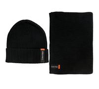 Calvin Klein Soft Giftset Classic Cotton Rib Scarf + Beanie CK Black