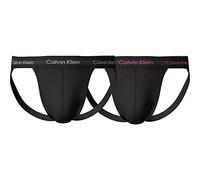 Calvin Klein Sous-Vêtement Sport Homme Lot De 2 String Coton Stretch, Noir (B-Silver Springs/Palace Pink Logo), S
