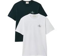 Calvin Klein Ss 30s Classic Micro Tee Bright White/dark Teal Taille: XXL | T-Shirts Outlet | Homme | Cyan