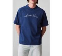 Calvin Klein Ss Center Chain Stitch Blue Jean Taille: S | T-shirts avec imprimés Outlet | Homme | Bleu