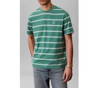 Calvin Klein Ss Easy Stripe Crewneck Wild Green Taille: S | T-Shirts Outlet | Homme | Vert