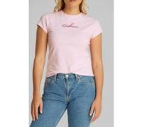 Calvin Klein Ss Slim Script Tee Pastel Pink Taille: XS | Chemises Outlet | Femme | Rose