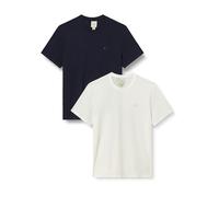 Calvin Klein SS Stretch Cotton Slim Tee 2pk Lv04ld245g T-Shirts, Multi (Bright White/Dark Sapphire), S Homme