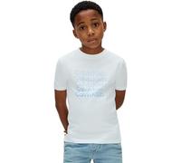 Calvin Klein Stacked Logo SS T-Shirt Lvcksja10b S/S, White (White 11-0601 TCX), 4 Ans Garçon