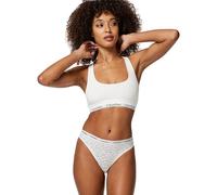Calvin Klein String Femme High Leg Thong avec Dentelle, Blanc (White), S