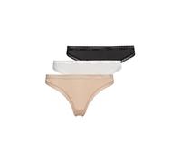 Calvin Klein String Femme Lot De 3 Stretch, Multicolore (Black/White/Honey Almond), L