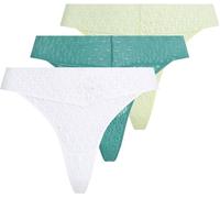 Calvin Klein Strings Lot de 3 Femme Low Rise avec Dentelle, Multicolore (White/Highline Green/Lively Teal), L