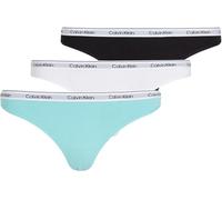 Calvin Klein Strings Lot de 3 Femme Thong sous-Vêtement, Multicolore (Black/Beau Blue/White), M