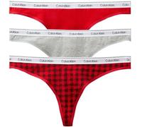 Calvin Klein Strings Lot de 3 Femme Thong sous-Vêtement, Multicolore (Blotched Plaid+Adrenaline Rush/Blac), L