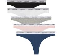 Calvin Klein Strings Lot de 5 Femme Thong Low-Rise Coton avec Stretch, Multicolore (Black/White/Grey Heather/Potpourri/), L