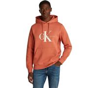 Calvin Klein Sweat à Capuche Homme Seasonal Monologo Regular en Coton, Orange (Aragon), S