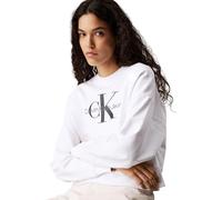 Calvin Klein Sweat d’Intérieur Femme Monologo French Terry avec Col Ras-du-Cou, Blanc (Brilliant White), M