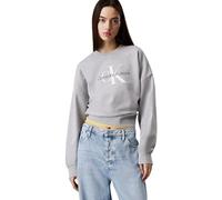 Calvin Klein Sweat d’Intérieur Femme Monologo French Terry avec Col Ras-du-Cou, Gris (Heroic Grey Heather), M
