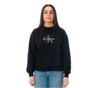 Calvin Klein Sweat d’Intérieur Femme Monologo French Terry avec Col Ras-du-Cou, Noir (Black), M