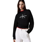 Calvin Klein Sweat d’Intérieur Femme Monologo French Terry avec Col Ras-du-Cou, Noir (Black), M
