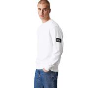 Calvin Klein Sweat Homme Badge Crew Neck Coton, Blanc (Bright White), XL