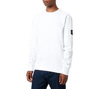Calvin Klein Sweat Homme Badge Crew Neck sans Capuche, Blanc (Bright White), S