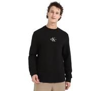 Calvin Klein Sweat Homme Monologo Waffle Col Ras-du-Cou, Noir (CK Black), XS