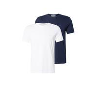 Calvin Klein SS Stretch Cotton Slim Tee 2pk Lv04ld245g T-Shirts, Multi (Bright White/Dark Sapphire), S Homme
