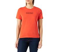 Calvin Klein T-Shirt Femme Manches Courtes Encolure Ronde, Rouge (Fiesta), L