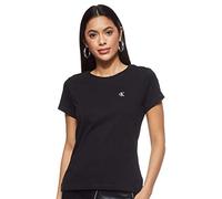 Calvin Klein T-Shirt Manches Courtes Femme CK Embroidery Col Ras-du-Cou, Noir (CK Black), L