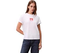 Calvin Klein T-Shirt Manches Courtes Femme Classic Boxed Monogram avec Logo, Blanc (Bright White), M