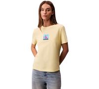 Calvin Klein T-Shirt Manches Courtes Femme Classic Boxed Monogram avec Logo, Jaune (Chartreuse Melon), S