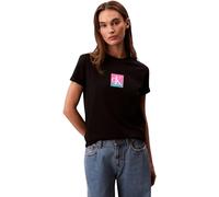 Calvin Klein T-Shirt Manches Courtes Femme Classic Boxed Monogram avec Logo, Noir (Black), L