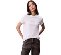 Calvin Klein T-Shirt Manches Courtes Femme Classic Logo Tee en Coton, Blanc (Brilliant White), M